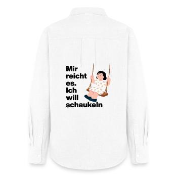 ICH WILL SCHAUKELN. KEINE LUST AUF MENSCHEN - Frauen Oxford Hemd - Weiß - Hinten - AI Model Female 172 light (172cm)