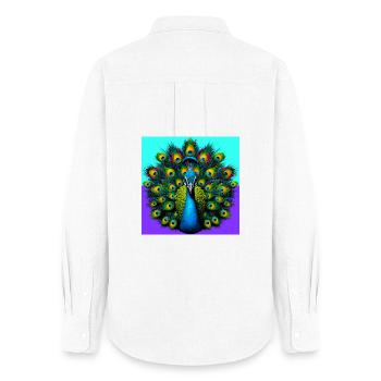 peacock - Women's Oxford Shirt - white - Back - AI Model Female 172 light (172cm)