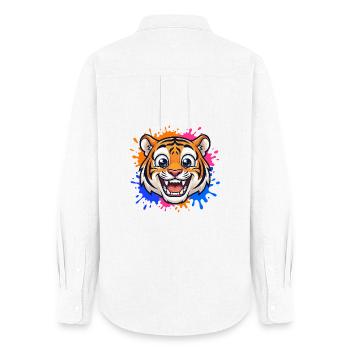 Lachender Tiger Farbklecks - Frauen Oxford Hemd - Weiß - Hinten - AI Model Female 172 light (172cm)