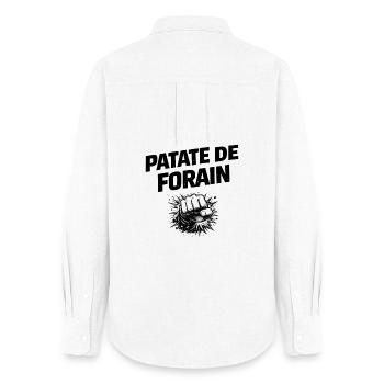 Patate de forain – humour expression gitans - Chemise Oxford Femme - blanc - Dos - AI Model Female 172 light (172cm)