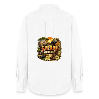 Guide touristique du safari – Aventure safari faunique - Chemise Oxford Femme - blanc - Dos - AI Model Female 172 light (172cm)