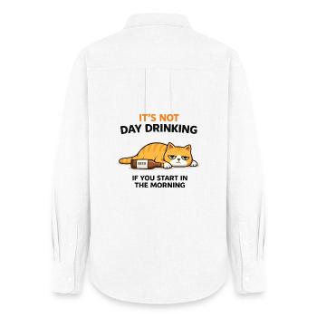 Morning Cat Day Drinking Meme - Women's Oxford Shirt - white - Back - AI Model Female 172 light (172cm)