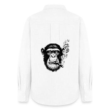 chimp smoking cigar - Women's Oxford Shirt - white - Back - AI Model Female 172 light (172cm)