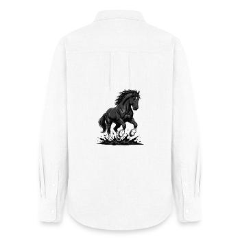 Black Horse Gallop Wild Equestrian Stallion - Women's Oxford Shirt - white - Back - AI Model Female 172 light (172cm)