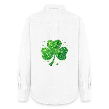 Fête de la Saint-Patrick Trèfle Lucky - Chemise Oxford Femme - blanc - Dos - AI Model Female 172 light (172cm)