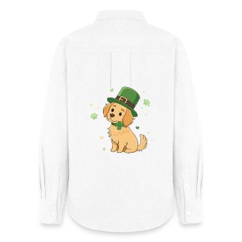 Lucky Irish Puppy - Women's Oxford Shirt - white - Back - AI Model Female 172 light (172cm)