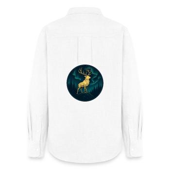 Golden Stag under the Northern Lights - Women's Oxford Shirt - white - Back - AI Model Female 172 light (172cm)