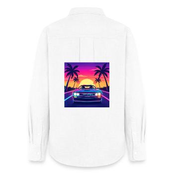 Neon Sunset Drive - Frauen Oxford Hemd - Weiß - Hinten - AI Model Female 172 light (172cm)