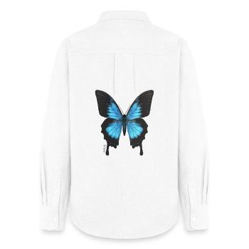 Blue Butterfly Neon Wings - Women's Oxford Shirt - white - Back - AI Model Female 172 light (172cm)