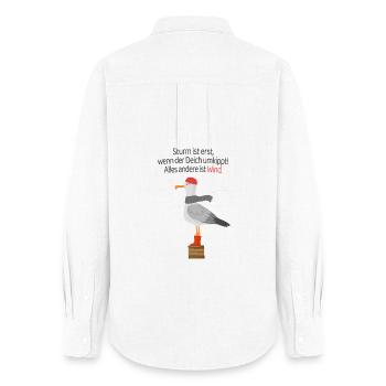 Sturm Deich Spruch Möwe Nordsee Humor - Frauen Oxford Hemd - Weiß - Hinten - AI Model Female 172 light (172cm)