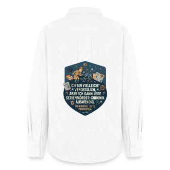 True Crime Humor Serienmörder Spruch - Frauen Oxford Hemd - Weiß - Hinten - AI Model Female 172 light (172cm)