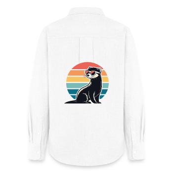 Retro ferret in the sun - Women's Oxford Shirt - white - Back - AI Model Female 172 light (172cm)