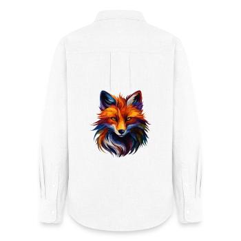 Colorful Fox Polygon Art – Modern Animal Design - Frauen Oxford Hemd - Weiß - Hinten - AI Model Female 172 light (172cm)
