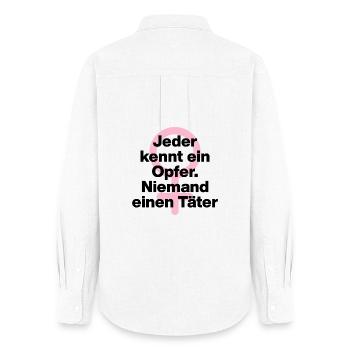 JEDER KENNT OPFER, NIEMAND TÄTER! ♀ FEMALE POWER - Frauen Oxford Hemd - Weiß - Hinten - AI Model Female 172 light (172cm)