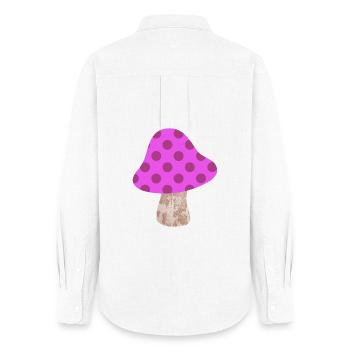 Motif de points champignons Points Points Roses Bonheur de la chambre de bébé - Chemise Oxford Femme - blanc - Dos - AI Model Female 172 light (172cm)