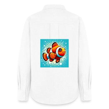 Poisson-clown - Chemise Oxford Femme - blanc - Dos - AI Model Female 172 light (172cm)