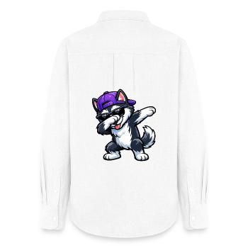Dabbing Husky - Women's Oxford Shirt - white - Back - AI Model Female 172 light (172cm)
