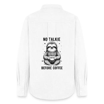 No conversation in front of coffee lover sloth - Women's Oxford Shirt - white - Back - AI Model Female 172 light (172cm)