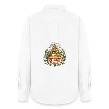 Devise de la Croûte Œil de la Pyramide de la Pizza - Chemise Oxford Femme - blanc - Dos - AI Model Female 172 light (172cm)