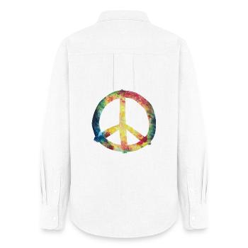 Bunter Peace-Zeichen Tie-Dye - Frauen Oxford Hemd - Weiß - Hinten - AI Model Female 172 light (172cm)