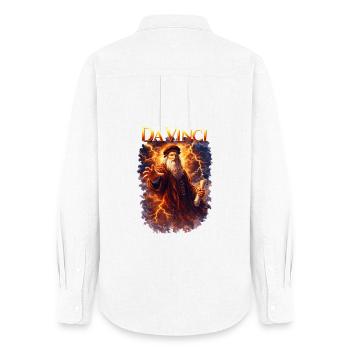 Portrait de Léonard de Vinci - Chemise Oxford Femme - blanc - Dos - AI Model Female 172 light (172cm)