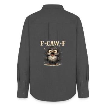 FCawF Sarcasme Oiseau Jeu de mots Humour noir Corbeau - Chemise Oxford Femme - charbon - Dos - AI Model Female 172 light (172cm)