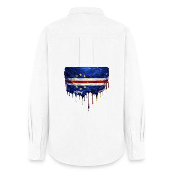 Cape Verde Tropfende Flaggenkunst - Frauen Oxford Hemd - Weiß - Hinten - AI Model Female 172 light (172cm)