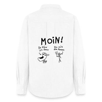 Moin Möwe Pommesdieb Lustig - Frauen Oxford Hemd - Weiß - Hinten - AI Model Female 172 light (172cm)