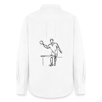 Table Tennis Player Drawing - Women's Oxford Shirt - white - Back - AI Model Female 172 light (172cm)