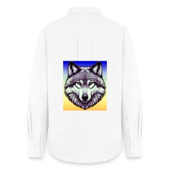 Wolf - Frauen Oxford Hemd - Weiß - Hinten - AI Model Female 172 light (172cm)