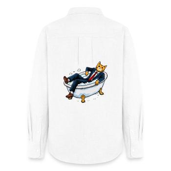Corporate Cat in a Soapy Bathtub - Women's Oxford Shirt - white - Back - AI Model Female 172 light (172cm)