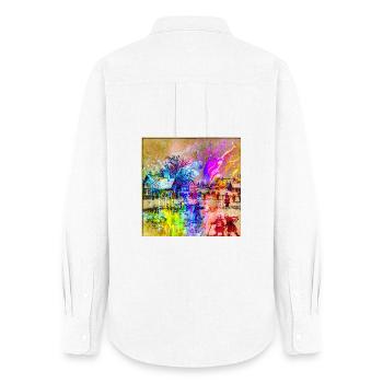 Farbenfrohes Winterdorf-Aquarell - Frauen Oxford Hemd - Weiß - Hinten - AI Model Female 172 light (172cm)