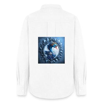 Blue Phoenix Crest in Frame - Women's Oxford Shirt - white - Back - AI Model Female 172 light (172cm)