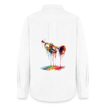 Trumpet with dripping paint - Women's Oxford Shirt - white - Back - AI Model Female 172 light (172cm)