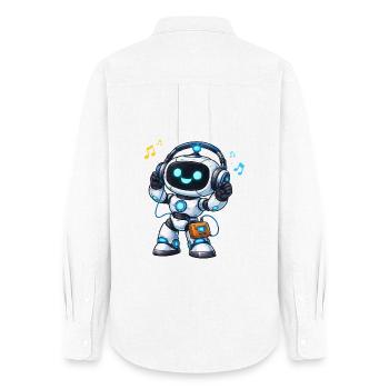 DJ robot spatial avec casque - Chemise Oxford Femme - blanc - Dos - AI Model Female 172 light (172cm)