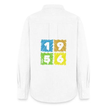 70th Birthday Colored Patches since 06/1956 - Women's Oxford Shirt - white - Back - AI Model Female 172 light (172cm)
