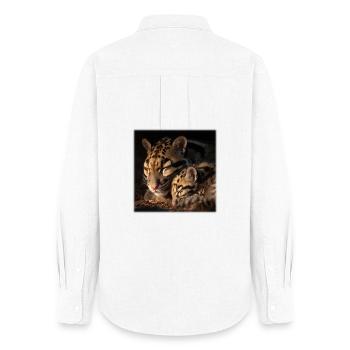 Nebelparder mit Jungtier Liebevolles Wildkatzen - Frauen Oxford Hemd - Weiß - Hinten - AI Model Female 172 light (172cm)