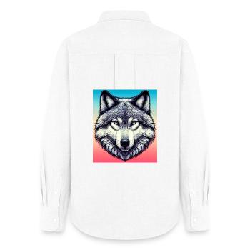Wolf - Women's Oxford Shirt - white - Back - AI Model Female 172 light (172cm)