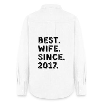 Best Wife Since 2017 Cadeau Anniversaire 9 Ans - Chemise Oxford Femme - blanc - Dos - AI Model Female 172 light (172cm)