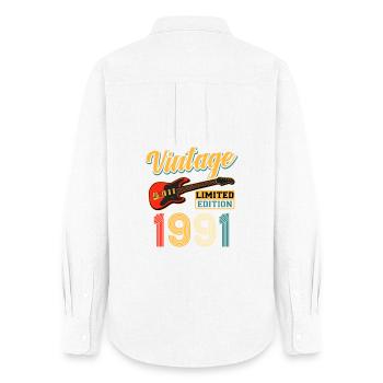Style de guitare vintage 1991 édition limitée - Chemise Oxford Femme - blanc - Dos - AI Model Female 172 light (172cm)