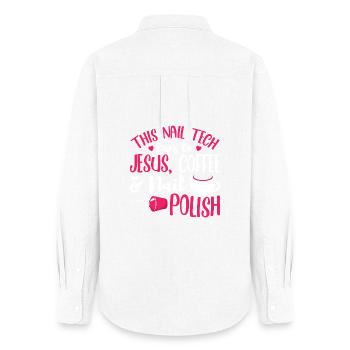 Nail Designer Nail Designer Cosmetics Nail Salon - Women's Oxford Shirt - white - Back - AI Model Female 172 light (172cm)