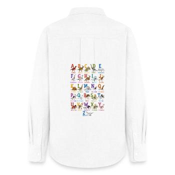 Bunter DinoAlphabet Druck - Frauen Oxford Hemd - Weiß - Hinten - AI Model Female 172 light (172cm)
