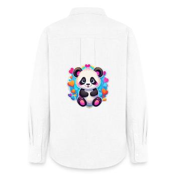 Regenbogenherz-Panda - Frauen Oxford Hemd - Weiß - Hinten - AI Model Female 172 light (172cm)
