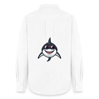 Shark Hipster Red Glasses - Women's Oxford Shirt - white - Back - AI Model Female 172 light (172cm)