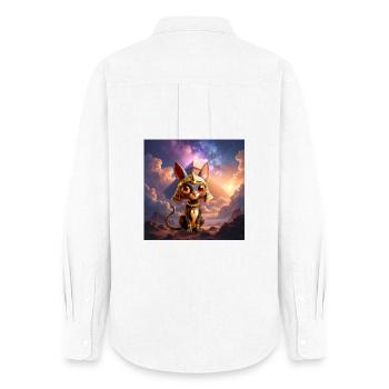Pharaon Cat devant la pyramide - Chemise Oxford Femme - blanc - Dos - AI Model Female 172 light (172cm)