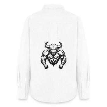 Bulle Stier Bodybuilding - Frauen Oxford Hemd - Weiß - Hinten - AI Model Female 172 light (172cm)