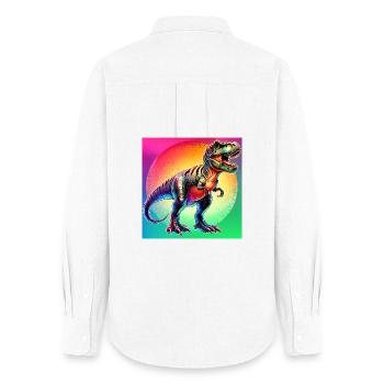 dinosaure - Chemise Oxford Femme - blanc - Dos - AI Model Female 172 light (172cm)