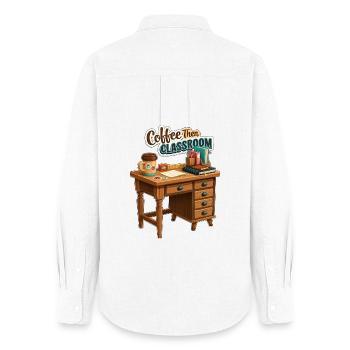 Coffee Then Classroom Teacher Desk - Women's Oxford Shirt - white - Back - AI Model Female 172 light (172cm)