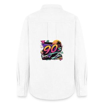 90s Neon Retro Sneaker Design - Women's Oxford Shirt - white - Back - AI Model Female 172 light (172cm)