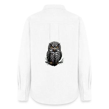 Eulenprint - Frauen Oxford Hemd - Weiß - Hinten - AI Model Female 172 light (172cm)